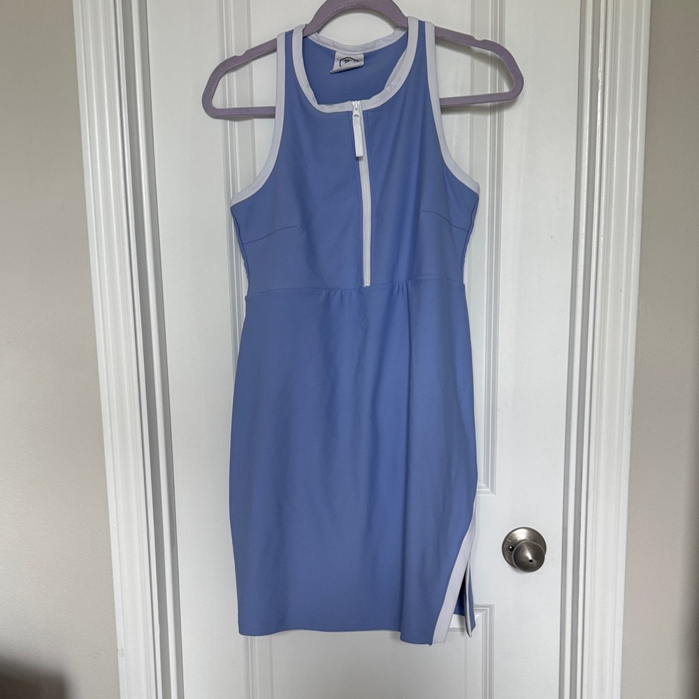 Sleeveless Blue and White Dress